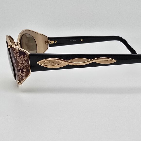 Cazal Mod. 911 Col. 948 Black Gold Leopard Frame Green Lens Sunglasses w/ Case - Picture 4 of 16